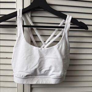 Women's White Strappy Sports Bra